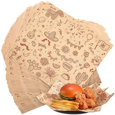 PerKoop 150 Pcs 10 x 8.3 Inch Deli Wax Paper Sheets Sandwich Wrapping Paper Sheets Mexican Festival Picnic Basket Liners for Food Greaseproof Breads Burgers Bakery Tissue Kitchen, Brown