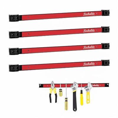4 Pieces 18" Magnetic Tool Holder Strip, Red Magnet Bar, Metal Tool Organizer Rack for Garage Organization, Easy To Install in Workshop, Mounting Screws Included