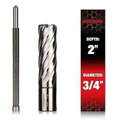 ANGELSWORD HSS Annular Cutter Diameter 3/4", Cutting Depth 2" High Speed Steel, Mag Drill Bits Kit for Magnetic Drill Press, with One 1/4"*4" Pilot Pin