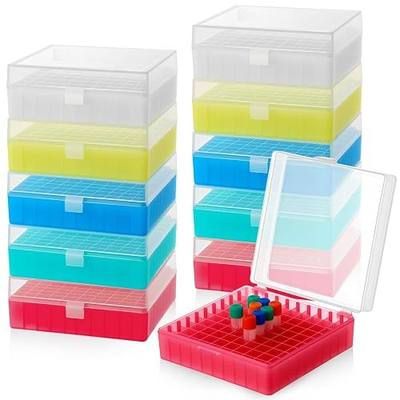 Kingdder 10 Pack 100 Holes Centrifuge Tube Cryogenic Storage Box with Snap Clasp Polypropylene Freezer Box Centrifuge Tubes Holder Rack with Lid Fit 0.5/1.5/2.0 ml for Lab Vial Storage(Assorted Color)