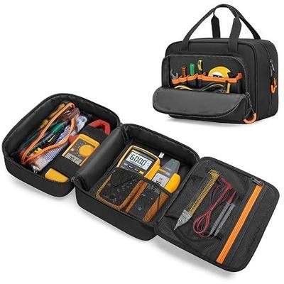 Rexmica Carrying Bag Fits for Fluke Digital Multimeter/325 Clamp Multimeter | Multiple Pockets, 2 Fixing Straps, Electric Tester Tool Storage Bag for Electrician, Repairman, Bag Only