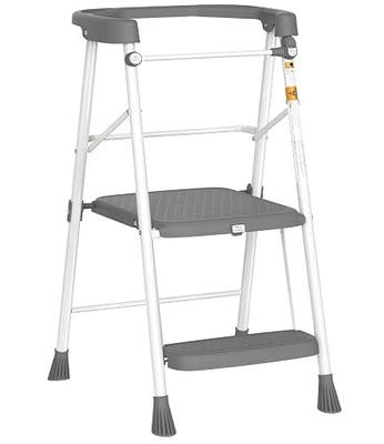 HBTower Kids 2 Steps Step Stool, Toddler Tower with Anti-Drop Safty Railing, Toddler Kitchen Stool Helper for Kitchen Counter Learning Kids Standing Folding Stepper