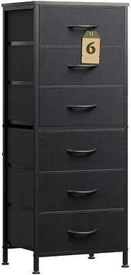WLIVE Black Tall Dresser for Bedroom, 6 Drawer Dressers & Chests of Drawers, Fabric Dresser for Closet, Living Room, Night Stand with Metal Frame, Storage Tower with Fabric Bins, Wood Top