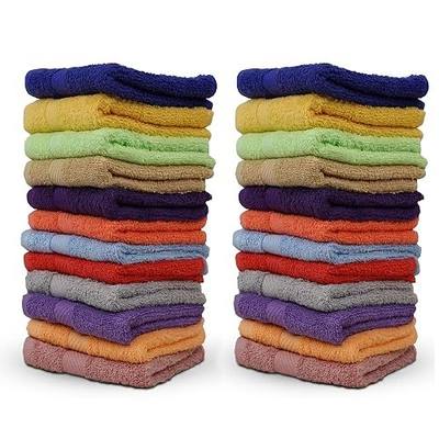 ZUPERIA 100% Cotton Bath Wash Cloths 24 Pack - 12" x 12"- Highly Absorbent Soft Washcloths for Face, Gym Towels, Hotel Spa Quality, Reusable Multipurpose (Dark, Light & Bright Colors)