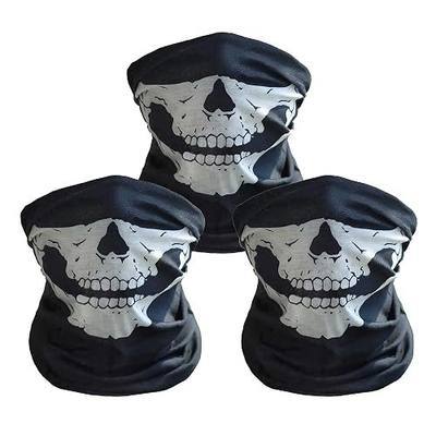 3 Pack Skull Balaclava Face Mask, Black Motorcycle Ski Half Mask | Breathable Windproof Skeleton Mask for Men Women, Ideal for Riding, Skiing, Cycling, Halloween Cosplay & Outdoor Sports