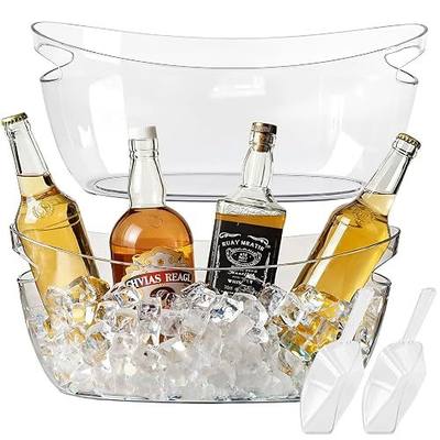 2 Pack Clear Acrylic Ice Buckets, 5.5L Mimosa Bar Beverage Tubs with Scoops | Perfect for Champagne, Beer, Sparkling Wine, and Cocktails - Essentialsfor Parties - Extra Large