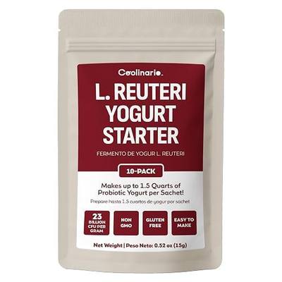 Coolinario L Reuteri Yogurt Starter (10-PK, 1.5g Sachets) Reuteri Probiotic | Yogurt Starter Culture with Lactobacillus Reuteri Probiotics, Non-GMO, No Preservatives, Gluten Free, Creamy & Delicious