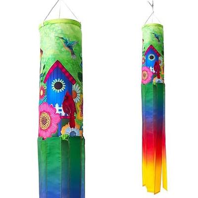 Spring windsocks Outdoor Heavy Duty, Yard Garden Home Decoration | Sturdy hanging hooks & bright gradient decorative ribbons