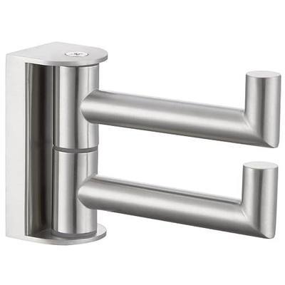 APLusee Double Swivel Towel Hook, Brushed Nickel, 304 Stainless Steel | 180° Adjustable Positions, Fold-Flat Storage, Upturned End Stops, Towels, Robes & Bags, Bathroom, Kitchen & Closet Use