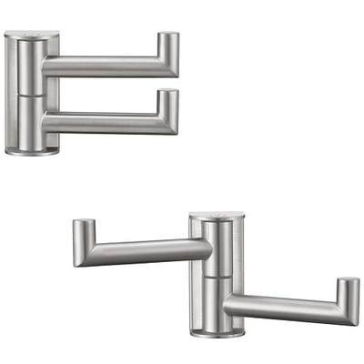 APLusee 2 Pack Swivel Towel Hooks, Brushed Nickel, 304 Stainless Steel | Dual-Arm Hanging Capacity, 180° Swing-Out Rotation, Fold-Away Storage, Raised End Hooks, Closet, Hallway & Shower Use