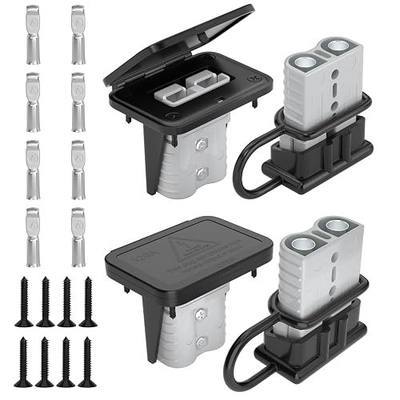 120 Amp Battery Quick Connect/Disconnect Connector Kit, 2-6 Gauge 600V with Mounting Bracket Waterproof Cap for Cars, Winches, Trailer(4 Pack) - Gray
