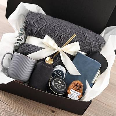 Get Well Soon Gift Baskets for Men&Women- Self Care Package/Brithday - After Surgery Recovery, Sympathy Gifts for Loss, Thinking of You/Grief/Bereavement/Miscarriage Gifts (Grey & Navy Blue)