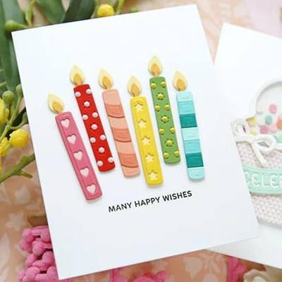 Scrapbooking Die-Cuts, Happy Birthday Ballon Metal Cutting Dies for Card Making, Paper Craft Punch Template, Background Embossing Stencils, DIY Album Décor (Birthday Candles-7.2x6.8cm)