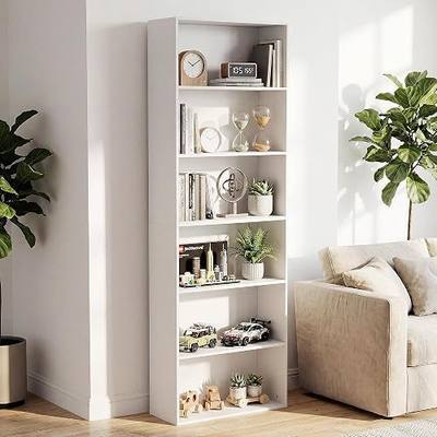 GRUSIGN 71" Tall 6-Tier Bookshelf, Large Open Display Bookcase with Ample Storage, Floor Standing Book Shelf for Living Room, Home Office, Bed Room, White