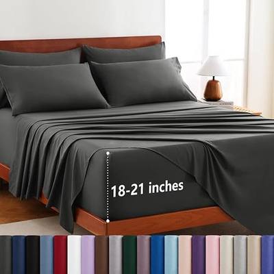 CozyLux Extra Deep Pocket King Size Sheets Set - 6 Piece Microfiber King Sheets, Fits Mattress up to 21", Oeko-TEX Certified, Breathable Bedroom Decor Bedding, Easy & Secure Fit, Dark Grey