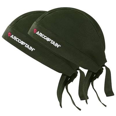 ARCCAPTAIN 2PC Welding Doo Rag, Welding Cap, Protective Welders Cap, Welding Hats for Men, Fireproof Cotton and Durable for Safety, Olive-green, L Size