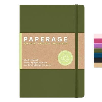 PAPERAGE Recycled Blank Journal Notebook, (Olive), 160 Pages, Medium 5.6 in x 8 in - 100 GSM Thick Paper – Hardcover Journaling Notebook for Work, School, Note Taking or Sketching