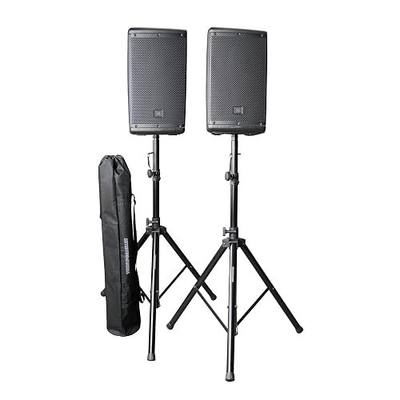 Gator Frameworks Rok-It Series Set of Lightweight Aluminum Tripod Speaker Stand with Heavy-Duty Carry Bag, Dual-diameter 35mm to 38mm Pole, and Supports up to 120 lbs (RI-SPKRSTDSET-250-AL)