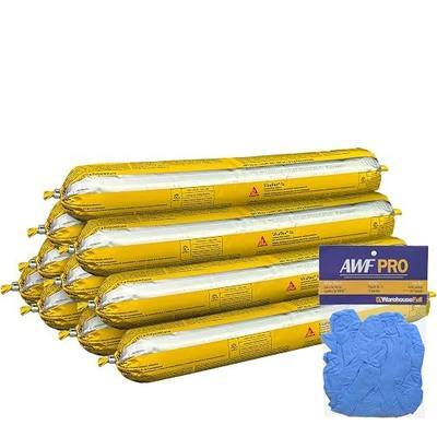 Sikaflex 1a 20 oz Sausage with AWF PRO Gloves, Limestone, Pack of 10 | One Component, Flexible, Non Sag, Polyurethane Concrete and Masonry Joint Sealant for Vertical and Horizontal Joints