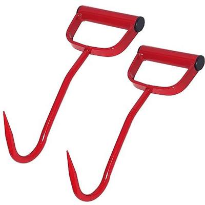 11”Red Hay Hooks 47010500 - Heavy Duty Bale Mover Tool for Horses, Livestock Feeding, Durable Steel Rust-Resistant Design with Ergonomic Grip,2pack
