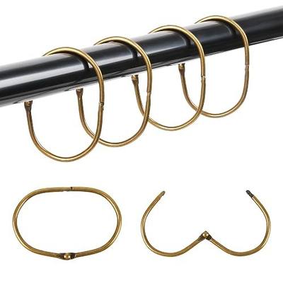 20Pcs Shower Curtain Hooks,Metal Oval Shower Curtain Hooks Roman Rings Rustproof Decorative Shower Curtain Rings for Bathroom, Bathtub, Window, Balcony (20, Oval-Bronze)