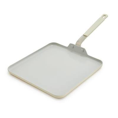 GreenPan x Bobby Flay 11” Nonstick Square Griddle Pan, PFAS-Free Diamond Ceramic Stay-Cool Silicone Handle, Easy Clean Dishwasher & Oven Safe Skillet, Cream