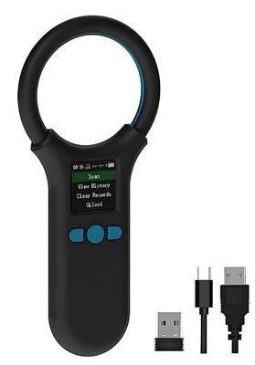 Pet Microchip Scanner Animal Universal Microchip Tag Reader Black | 1.44” TFT Screen, 500 Pieces Data Storage, 800mAh Rechargeable Battery, 3-in-1 Connections
