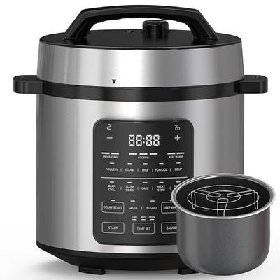 OLIXIS Electric Pressure Cooker 6 Quart Stainless Steel Multi Cooker Electric for Pressure 12-in-1 Rice, Steamer, Yogurt Maker, Slow Cook,Meat Stew, Cake, Porridge, Multigrain,SLV