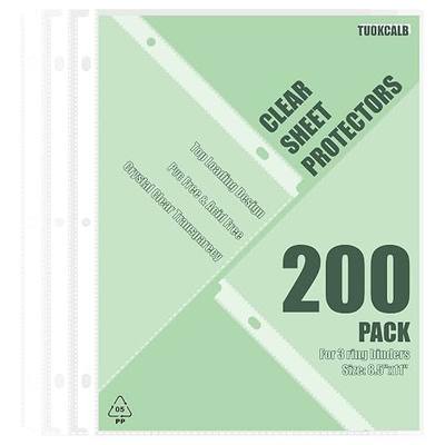 200 Pack Clear Sheet Protectors for 3 Ring Binder, Polypropylene Acid-Free Material, 8.5 x 11 Inch Letter Size, Protector of Your Documents