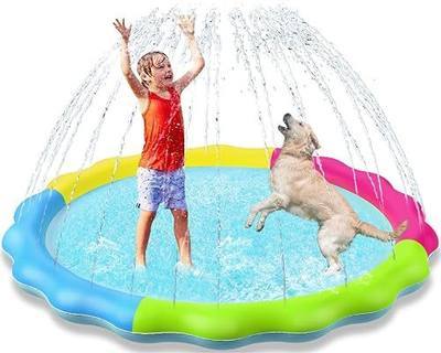 Kids Dog Splash Pad Sprinkler - Jasonwell Non Slip Dog Sprinkler Pad Splash Pool Puppy Dogs Pool Summer Outdoor Water Toys Backyard Durable Splash Pad for Toddlers Kids Small Medium Large Dogs Pet