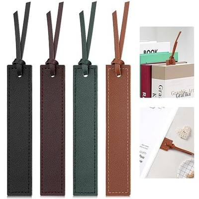 4 Pcs Leather Bookmark, Classic Stitched Bookmarks for Men | Bookmarks with Leather Rope, Book Marks for Reading, Book Lovers, Teachers, Students, School & Office Use