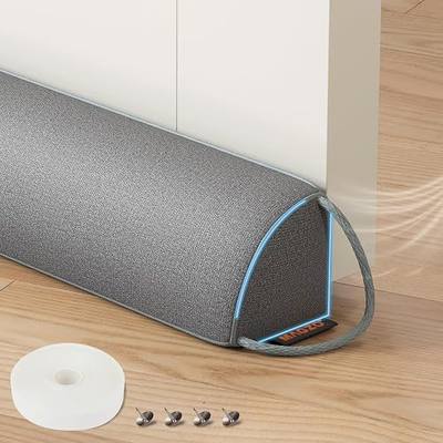MAGZO Door Draft Stopper 30 Inches, Weighted Triangular Door Snake for Winter Noise Blocker with Hook Loops,Gray