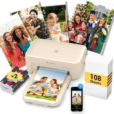HPRT 4x6 Photo Printer with 108 Sheets & 2 Ribbons - Dye Sublimation Wireless Portable Photo Printer for iPhone & Android Smartphones, Home & Travel Picture Printing, Ideal Gift, Beige