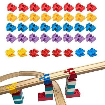 Wooden Train Track Accessories, 40 pcs Wooden Track Connector, Compatible with All Major Brands Train Track, Christmas Birthday Gift for Boys Girls, Train Toys Expansion Pack for Kids Ages 3+