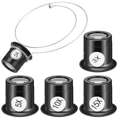 DOITOOL 4 Pcs Jewelers Loupe Headband Set, Watch Repair Magnifying Glass 3X 5X 10X 15X Eye Loop Monocle Kit for Watchmaker Coin Jewelry Inspection Hands Free Watch Loupe Magnifier