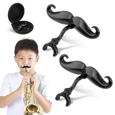 2 Pack Clip-On Mustache for Trumpets and Trombones, Mustache Clip for Trumpet Mouthpiece includes Protective Case, Fits All Small Shank Mouthpieces