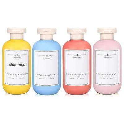 4 PACK 6.8 oz Plastic Travel Shampoo Bottles, Refillable Flip Cap Squeeze Bottles for Toiletries, Large Leakage-proof Travel Shampoo and Conditioner Container