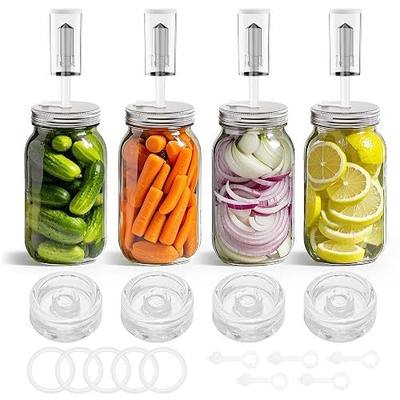 Fermentation Kit for Wide Mouth Mason fermentation Jar for Pickling & More | Sauerkraut Kit with 4 Glass Fermentation Weights,4 Fermenting Lids,4 Airlocks,5 Silicone Rings,5 Silicone Grommet ( No Jars )