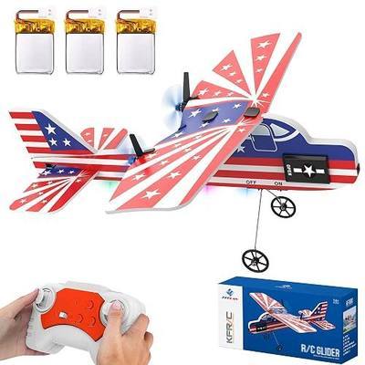 RC Plane, 2.4GHZ Remote Control Airplane with 3 Batteries & 6-axis Gyro Stabilizer, 2 Channel RTF RC Toy, Easy to Fly for Beginners Kids Boys Girls Adults (Red)
