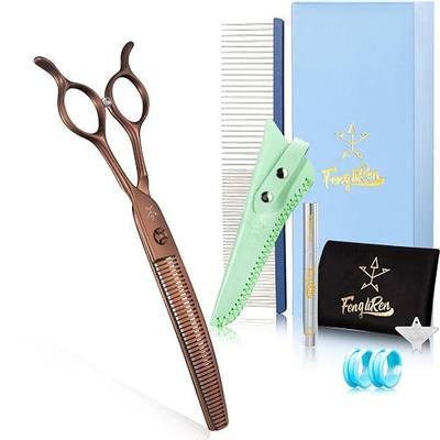 High-end Professional Dog Grooming Curved Thinning Scissors Teeth Blending Shears Pet Texturizing Thinner Blender Shears 7 Inch Extremely Very Sharp Made Of Stainless Steel Alloy For Dog Cat Groomer