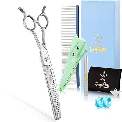 High-end Professional Dog Grooming Curved Thinning Scissors Teeth Blending Shears Pet Texturizing Thinner Blender Shears 7.5 Inch Extremely Very Sharp Made Of Stainless Steel Alloy For Dog Cat Groomer