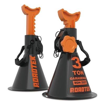 Jack Stands 3 Ton with Double Locking, Heavy-Duty Car Jack Stands, 1 Pair | Stable Round Steel Base, Long Chain with Safety Pins, Release Knob, 11.3"-16.6" Adjustable Height, Comforable Carry Handle