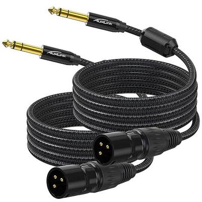 XLR Male to 1/4, TRS to 6.35mm 6ft 2Packs Gold-Plated Connectors Nylon Braided, Quarter Inch to XLR Male Cable for Speakers, Mixers, Amplifiers