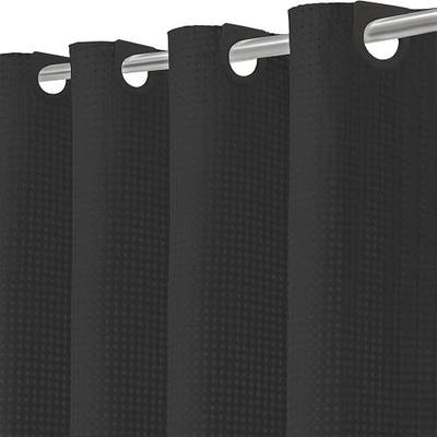 Inhousolu No Hook Shower Curtain with Removable Snap-in Liner, Waffle Weave 230 GSM Polyester, Weighted Hem, Water Repellent Washable, 72 x 72 Inch, Black