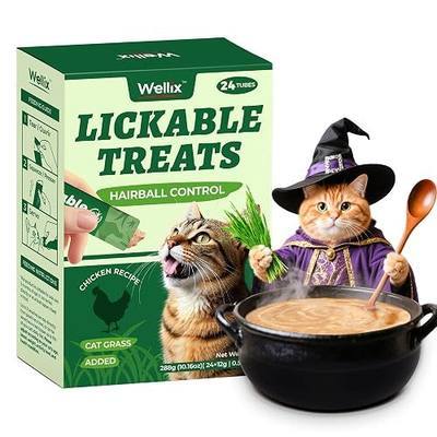 Wellix Lickable Cat Treats Grain-Free Chicken & Cat Grass Flavor (24 Count) | Low-Calorie Squeezable Up Cat Treats with Cat Grass & FOS for Gentle Hairball Control, Digestive & Gut Health Support