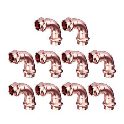 10-Pack 1/2 inch Heavy Duty 90 Degree Elbow Copper Press Fittings | 1/2" Press x Press Lead-Free, NSF 61 & 372, cUPC Certified, for Residential and Commercial Plumbing Copper Tube Connection