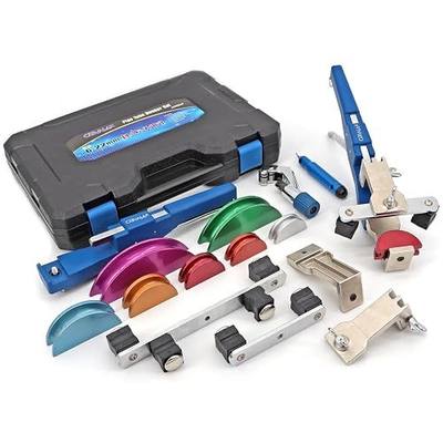 CARVALAX Blue Pipe Tube Bender Set, Reverse Adapters, for 1/4” to 7/8” O.D | 90° ratcheting tubing bender kit, with 7 multi-color aluminum heads for HVAC, air condition and heating repair