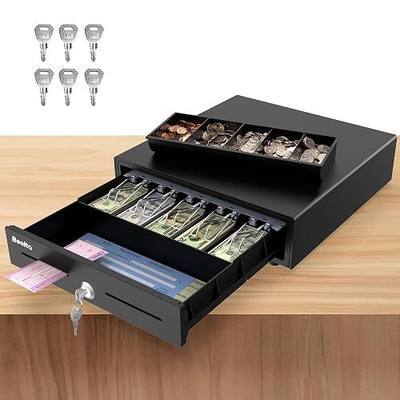 16" Heavy Duty Cash Drawer Auto Open – 5 Bill/5 Coin with Emergency Switch – RJ11/12 Compatible with Square, Clover, Epson Printers BK1616E