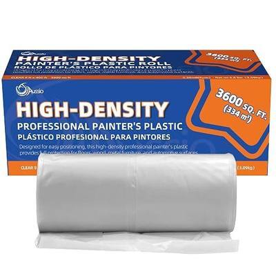 High-Density Plastic Sheeting Roll 9 ft x 400 ft, 0.35 Mil Clear Painter's Plastic Drop Cloth for Paint Overspray, Dust & Renovation Protection – Floor, Furniture & Window Cover