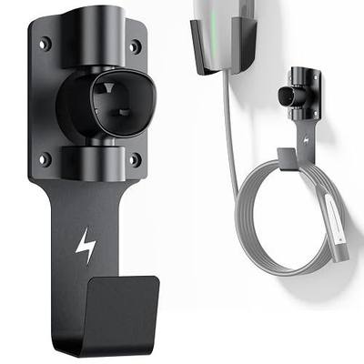 FOCSPROD for Tesla Charger Holder, with 180° Rotation Nozzle Dock, Metal J-Hook for Tesla Model 3/Y/X/S Charger Cable Car Accessories Wall Connector Organizer Extra with Mobile Connector Holder